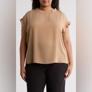 Women's Tan Ruffle Sleeve Top